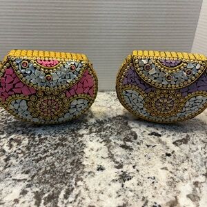 Mosaic Clutch with Gold Accents